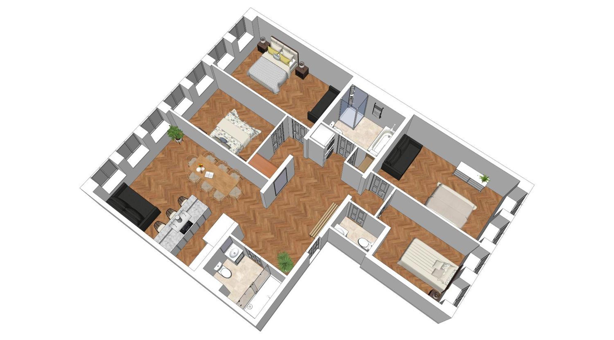 Flatista Homes - Station - 4 Br Apartment